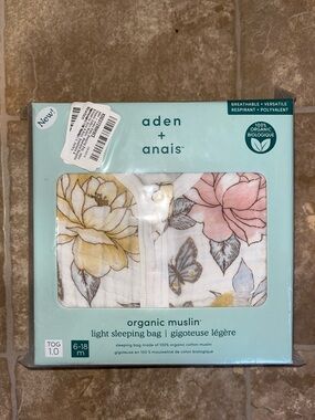 NWT aden + anais Floral & Butterfly Organic Muslin Sleeping Bag -